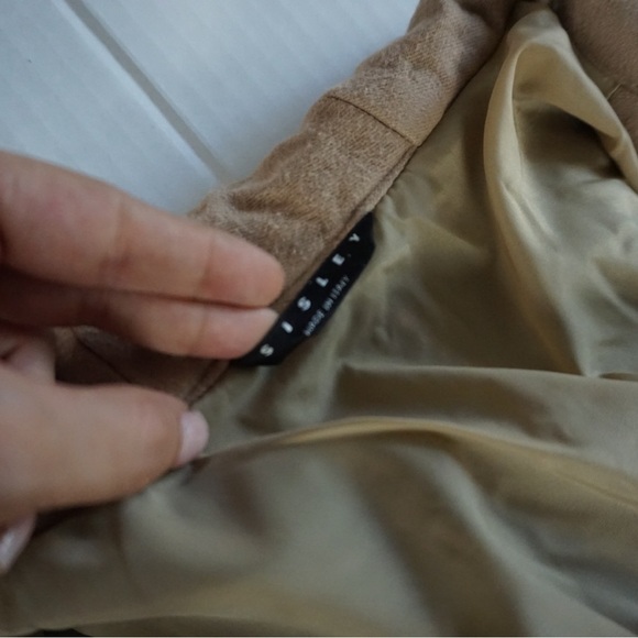 Beige zipper jacket Italian Sisley soft jacket cotton blend sand colored jacket - Picture 5 of 9